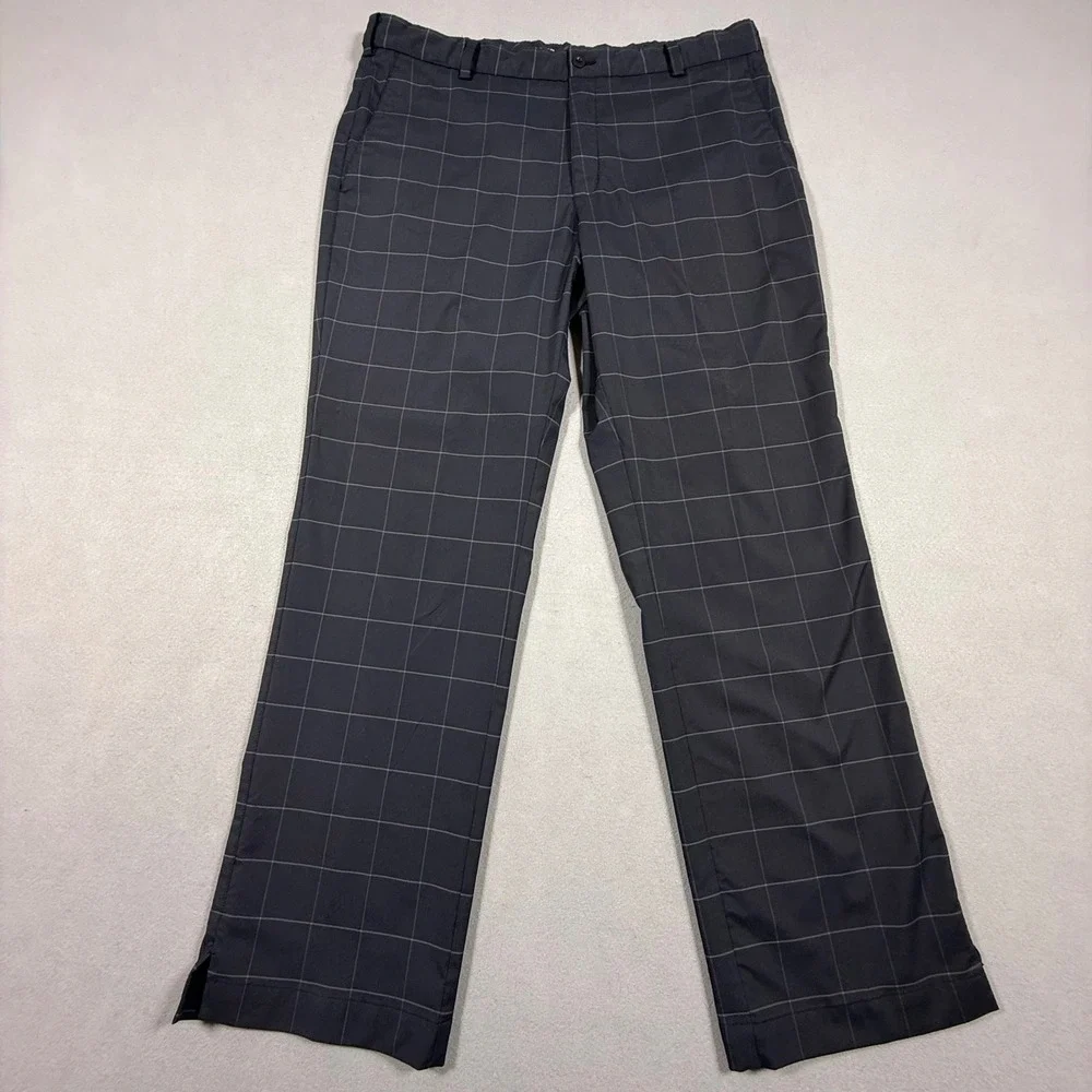 Nike Golf Tour Performance Dri-FIT Pants Mens 35x30 Black Plaid Windowpane Check